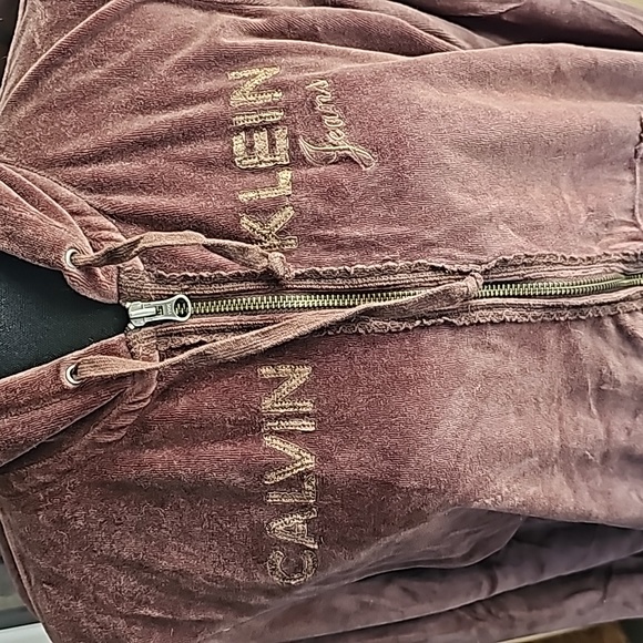 Calvin Klein Brown Velour Hoodie Jacket Size XL - Picture 2 of 12